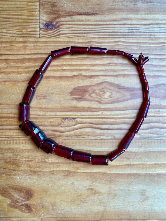 Vintage 90s garnet red necklace with large irregu… - image 4