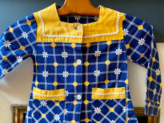 Cute vintage 60/70s child's blouse in blue cotton… - image 3