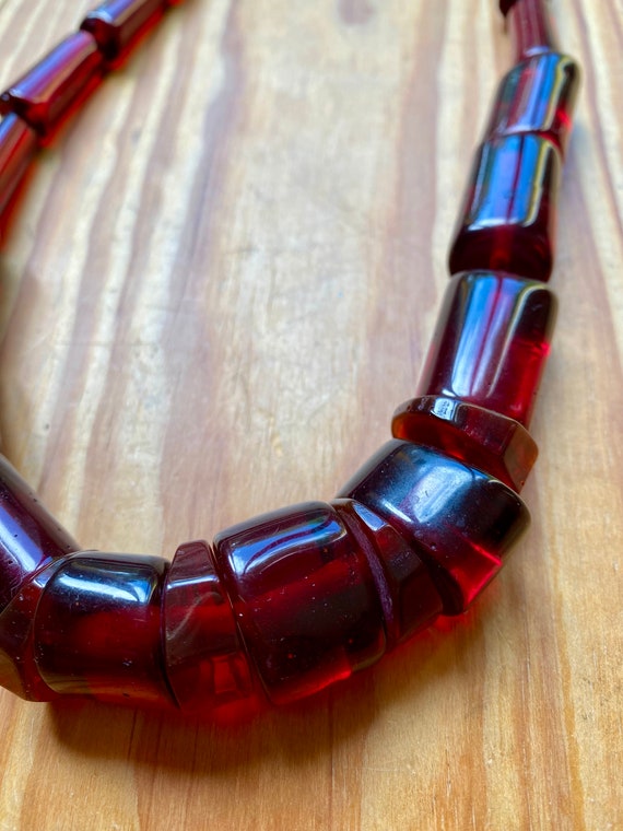 Vintage 90s garnet red necklace with large irregu… - image 6