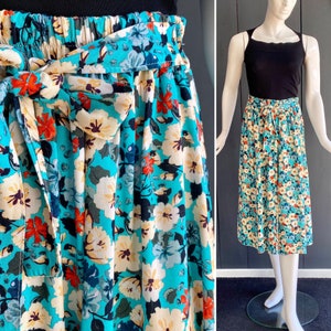 Jupe ÉTÉ ÉPICÉ Turquoise Avec Volant, Lin, Taille 36-38, Très Bon état