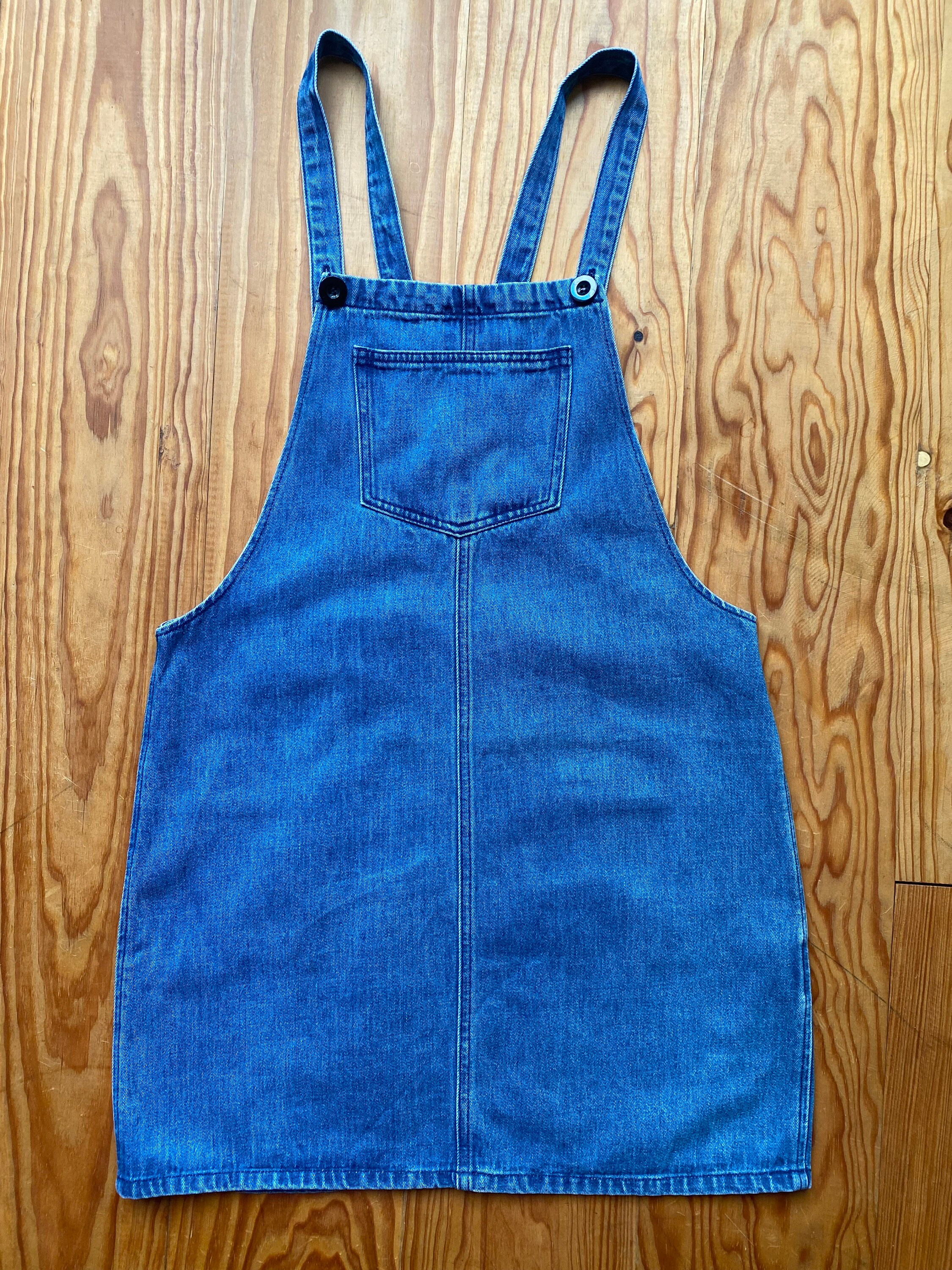 vintage denim dungaree dress Vintage Western Style Denim dungaree/Overall pinafore Dress