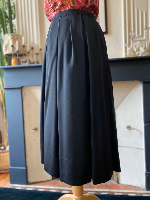 Vintage 60s handmade corolla skirt, black, satin … - image 5