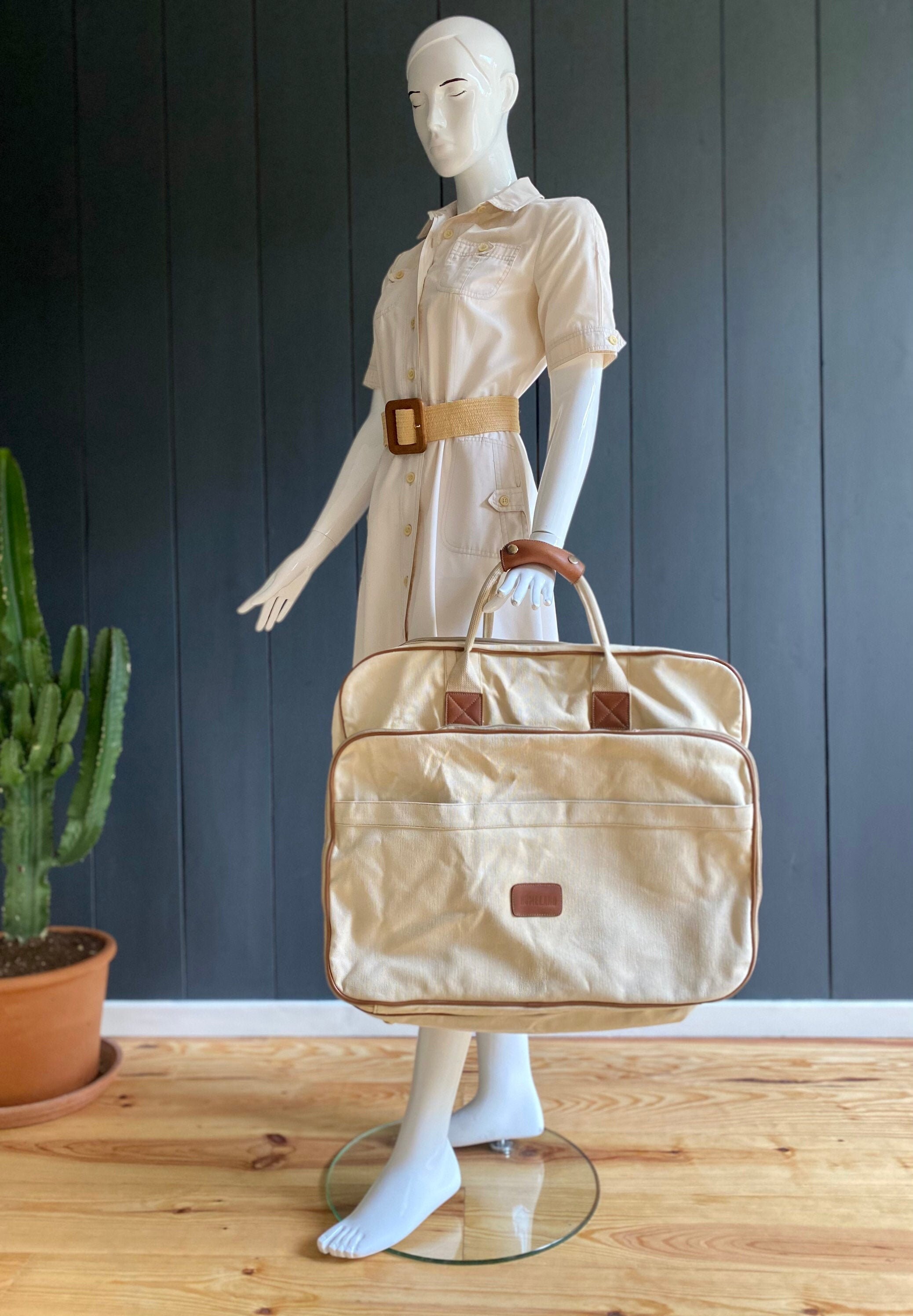 Vintage 80s Crossbody Travel Bag Multi-pocket Military