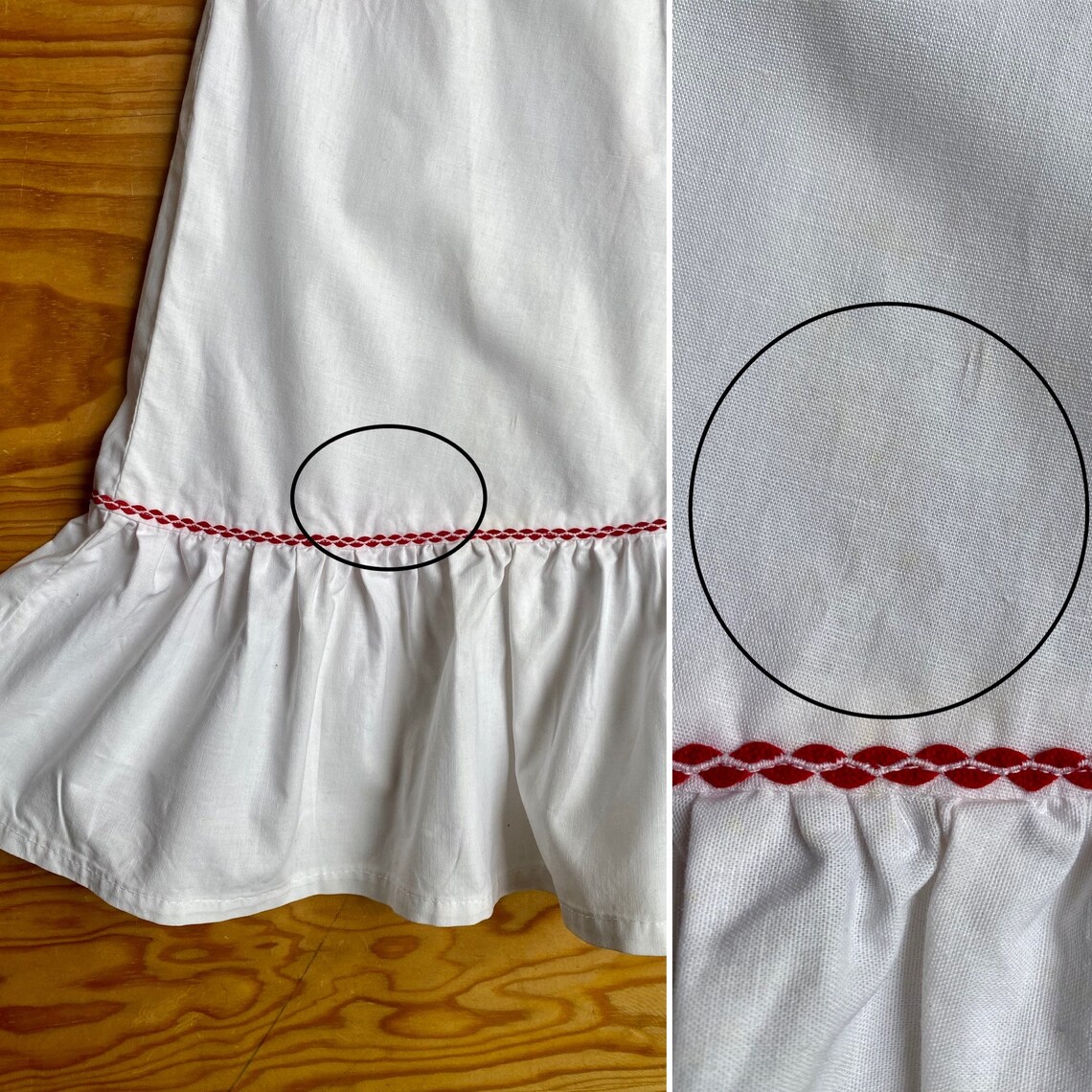 Ric Rac Plush Robe Robe vintage 70s hippie/cottagecore en coton blanc avec épaules ...