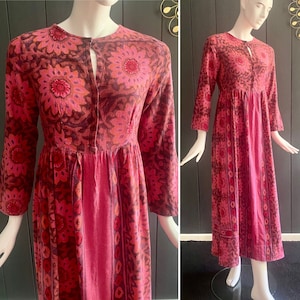 Vintage 70s hippie/boho dress in raw cotton Size 36/38/S/M