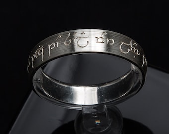 Silver Elven ring with individual Elvish engraving