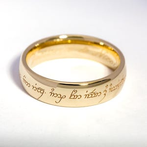 14k/Medium: Custom golden Elven ring engraved with your own personalized text - &#39;Medium&#39; design
