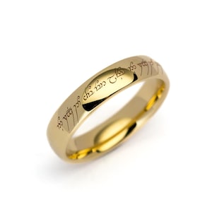 14k/Light: Custom golden Elven ring engraved with your own personalized text - &#39;Light&#39; design