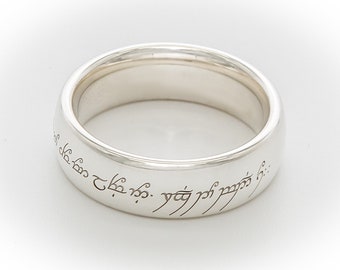 Individually engraved silber Elven ring with your own text, based on the "One Ring" model