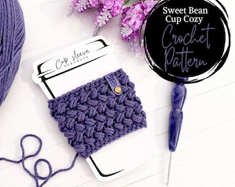 Sweet Bean Cozy Pattern, Crochet Pattern, Crochet Cozy, Cozy Patterns, Cup Cozy, Cozies, Drink Cozy, Drink Holder,