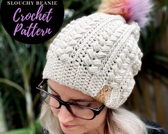 Perfectly Posh Slouchy Beanie, Crochet Pattern, Beanie Pattern, Crochet Beanie, Toque Beanie, Slouch Beanie, Hats, Crochet