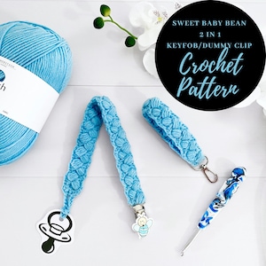 Sweet Baby Bean 2 en 1 Llavero/Clip ficticio Patrón de ganchillo, Llavero, Clip ficticio, Porta chupetes, Llaveros, Llavero de ganchillo, Clip ficticio de ganchillo