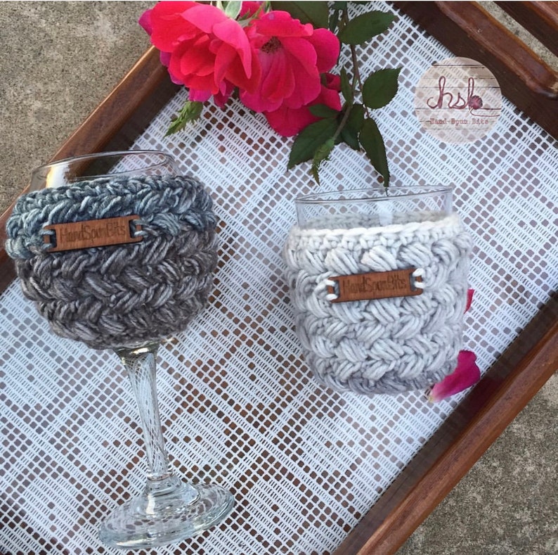 Sweet Bean Stemless Wine Glass Cozy Crochet Pattern Wine Etsy