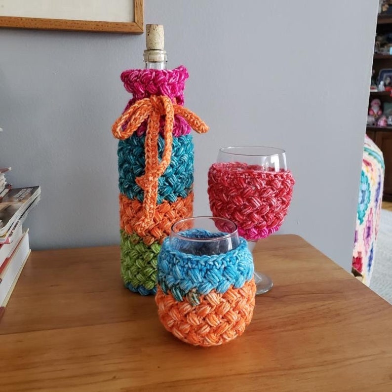 Sweet Bean Stemless Wine Glass Cozy Crochet Pattern Wine Etsy