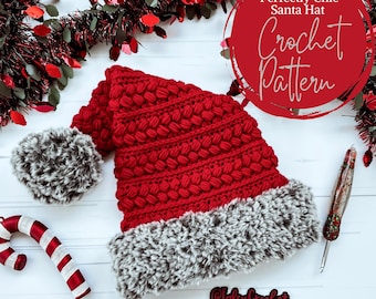 Perfectly Chic Santa Hat Crochet Pattern, Santa Hat, Christmas Hat, Crochet Christmas Hat, Crochet,