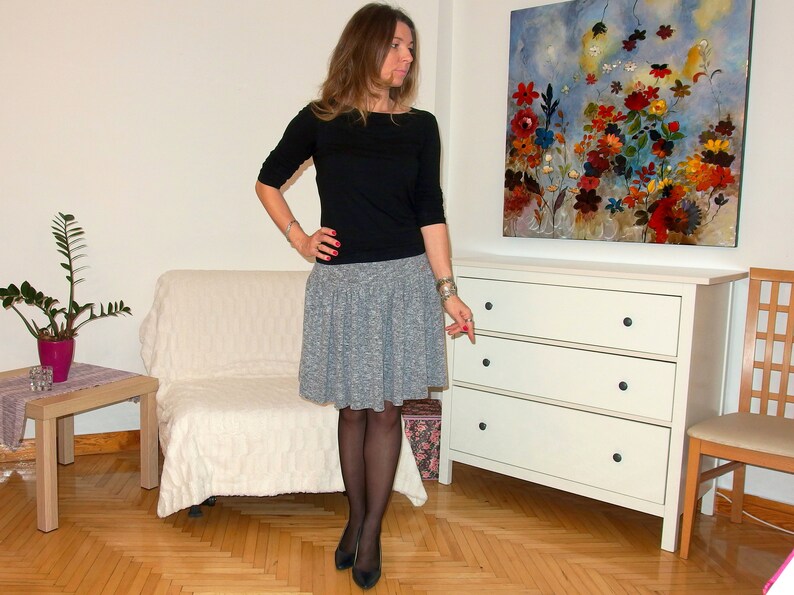 ACRI Skirt with a frill with a nice fabric stitching fabric size 36-52 S - 6XL yoke