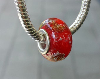 Lampwork Red glass Bead