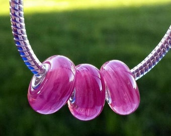 1 pc Lampwork Pink Glass Bead, Glass Bead