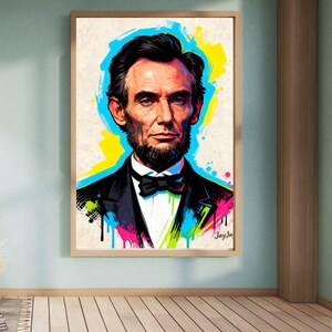 Abraham Lincoln gatukonsttryck | JayJay Graffitiporträtt | Modern historisk digital väggkonst för nedladdning