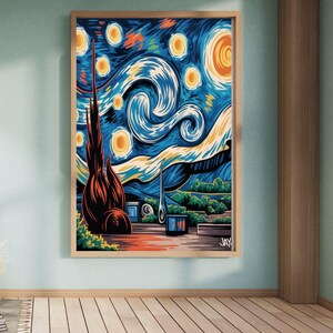 Graffitikonsttryck med stjärnklar natt | Van Gogh Remix (digital nedladdning)