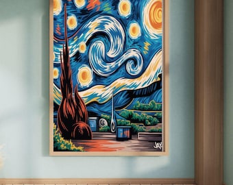 Starry Night Graffiti Art Print | Van Gogh Remix (Digital Download)