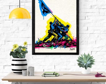 Iwo Jima Pop Art Print | JayJay Graffiti Street Art (Digital Download)