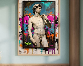 Michelangelo's David Graffiti Art Print | JayJay Pop Art (Digital Download)