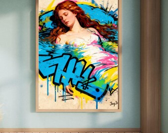 Ophelia Graffiti Art Print | JayJay Pop Art Remix (Digital Download)