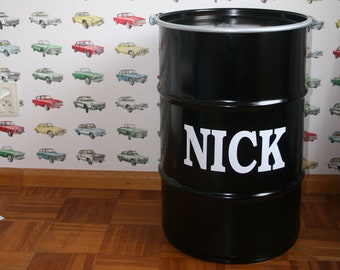 Personalized toy storage metal barrel