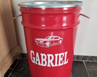 Personalized toy storage metal barrel car