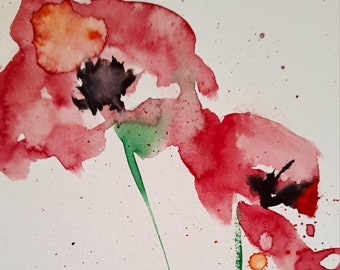 Small watercolor poppies