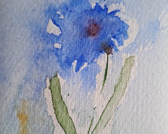 Mini watercolor cornflower