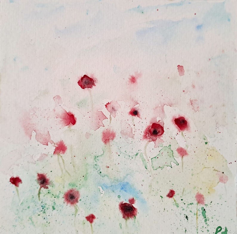 Watercolor poppy dreams in summer image 1