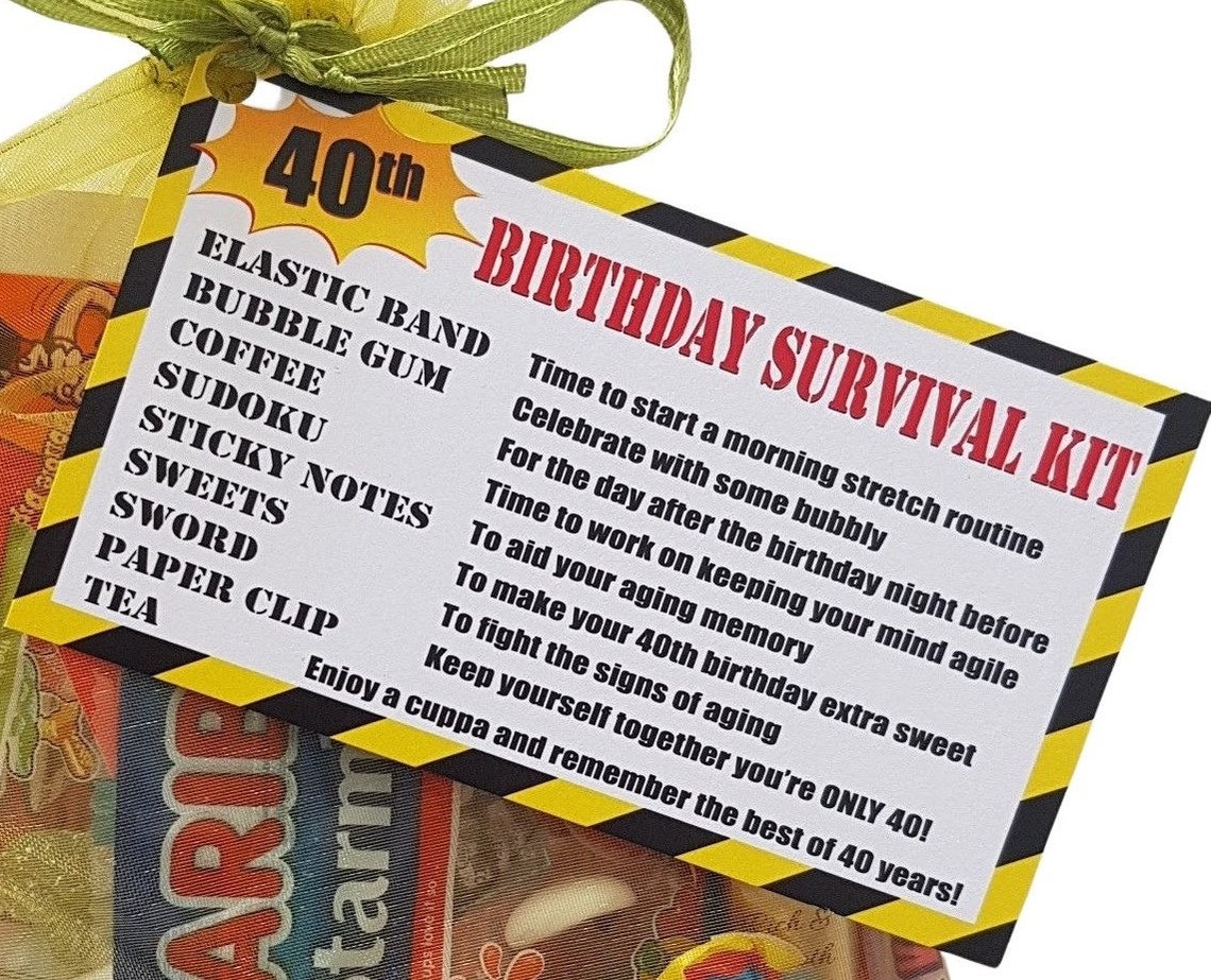 40th Birthday Gift For Men A Survival Kit Funny Gift Present Etsy UK