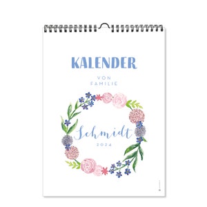 Familienkalender 2024 - personalisiert - Blumenkranz