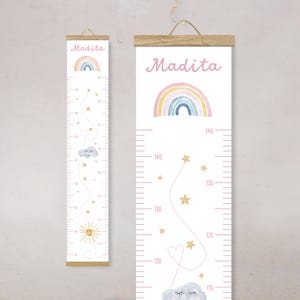 Personalisierte Messlatte fürs Kinderzimmer "Regenbogen" – Geschenk zur Geburt – Messlatte mit Namen – Deko Kinderzimmer Mädchen/ Junge