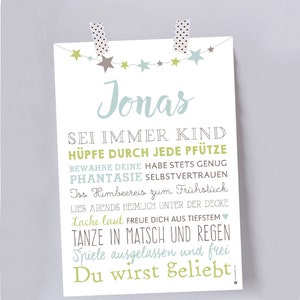 Typoposter Kindheit DIN A 4 blau Bild 1