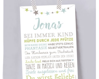 Typoposter "Kindheit" DIN A 4 - blau