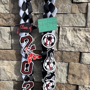 Graduation Lei Soccer, Lei Sports Promotion Graduation Ribbon, Lei 2025 Senior graduation, Gift Lei Senior Night, Gift Lei Braided Ribbon