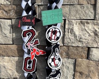Graduation Lei Soccer, Lei Sports Promotion Graduation Ribbon, Lei 2025 Senior graduation, Gift Lei Senior Night, Gift Lei Braided Ribbon