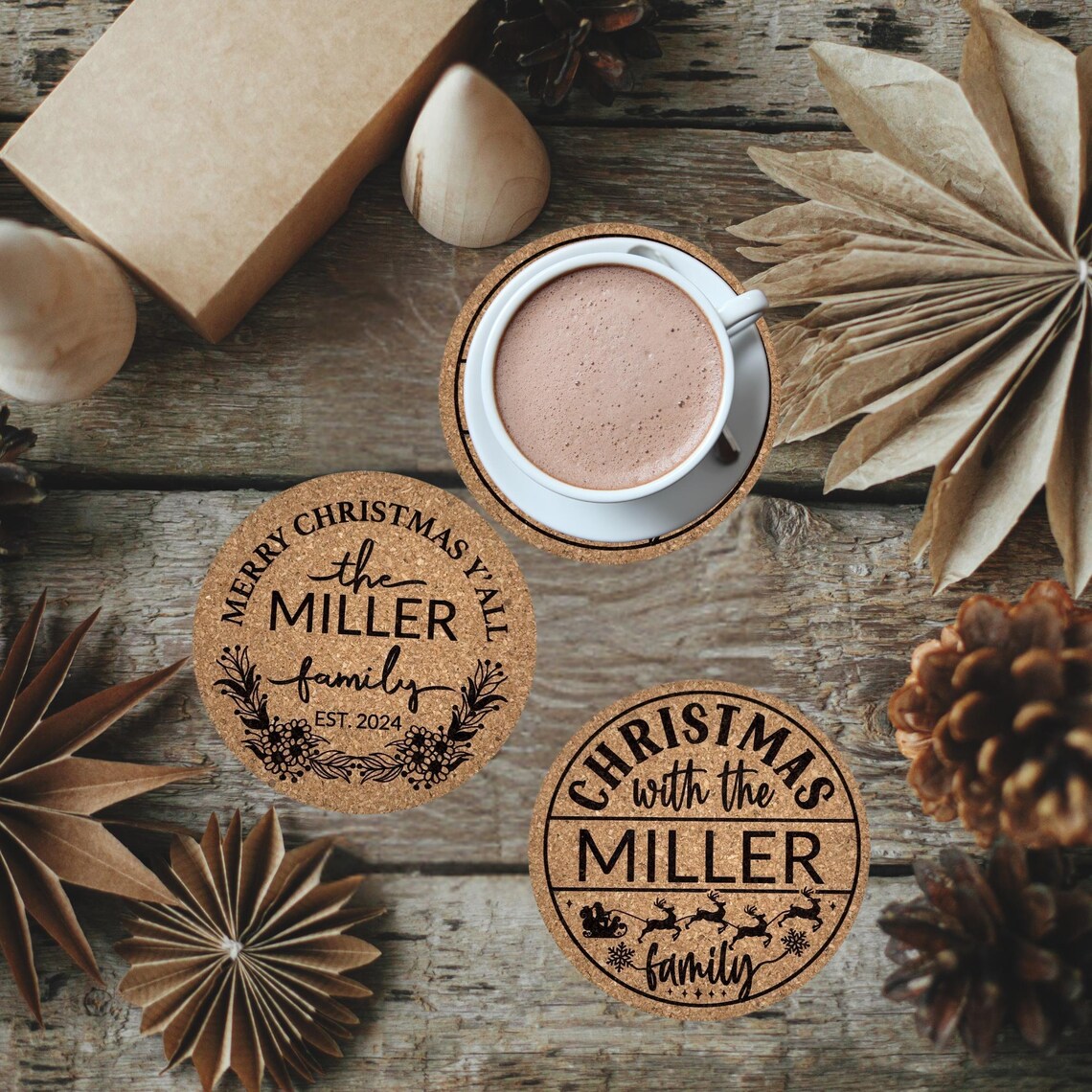 Personalized Cork Coasters: Custom Text, Laser Engraved - Etsy