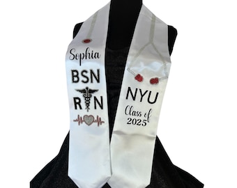 Custom Graduation Stoles for Nursing, RN, Vet, Doctor, Nurse, Stethoscope