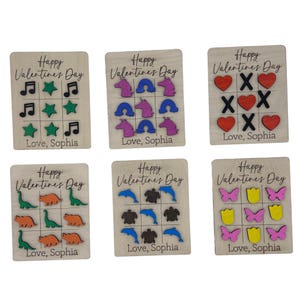 Tic Tac Toe Valentine&#39;s Day Cards, Personalized Valentine&#39;s Day Gifts, School Valentines, Gifts for Kids (Set of 6)