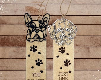 Personalized Dog Breed Bookmark - Custom Wooden Engraved Bookmark