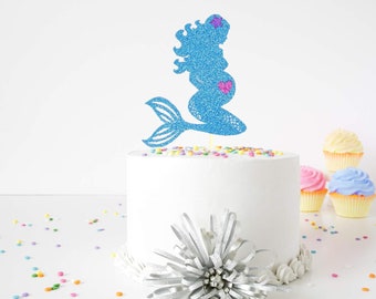 Glitter Pregnant Mermaid Cake Topper: Under the Sea Baby Shower