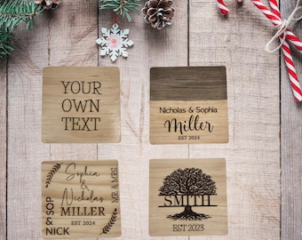 Personalize Wooden Coasters Set of (4), Your own Text, Custom Wooden Coasters