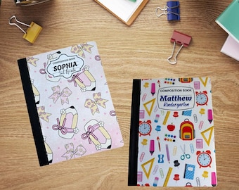 Custom Name Composition Notebook | Personalized  Any Theme Journal | Back to School, Teacher & Student Gift