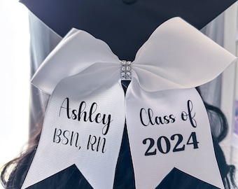 Custom Graduation Bow | Personalized Graduation Cap Bow | Graduation Cap Topper Bow | Grad Cap Bow