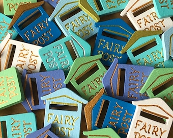 Hand Painted Mini Wooden Fairy Post Postbox - Fairy Door Accessory - Fairy Garden