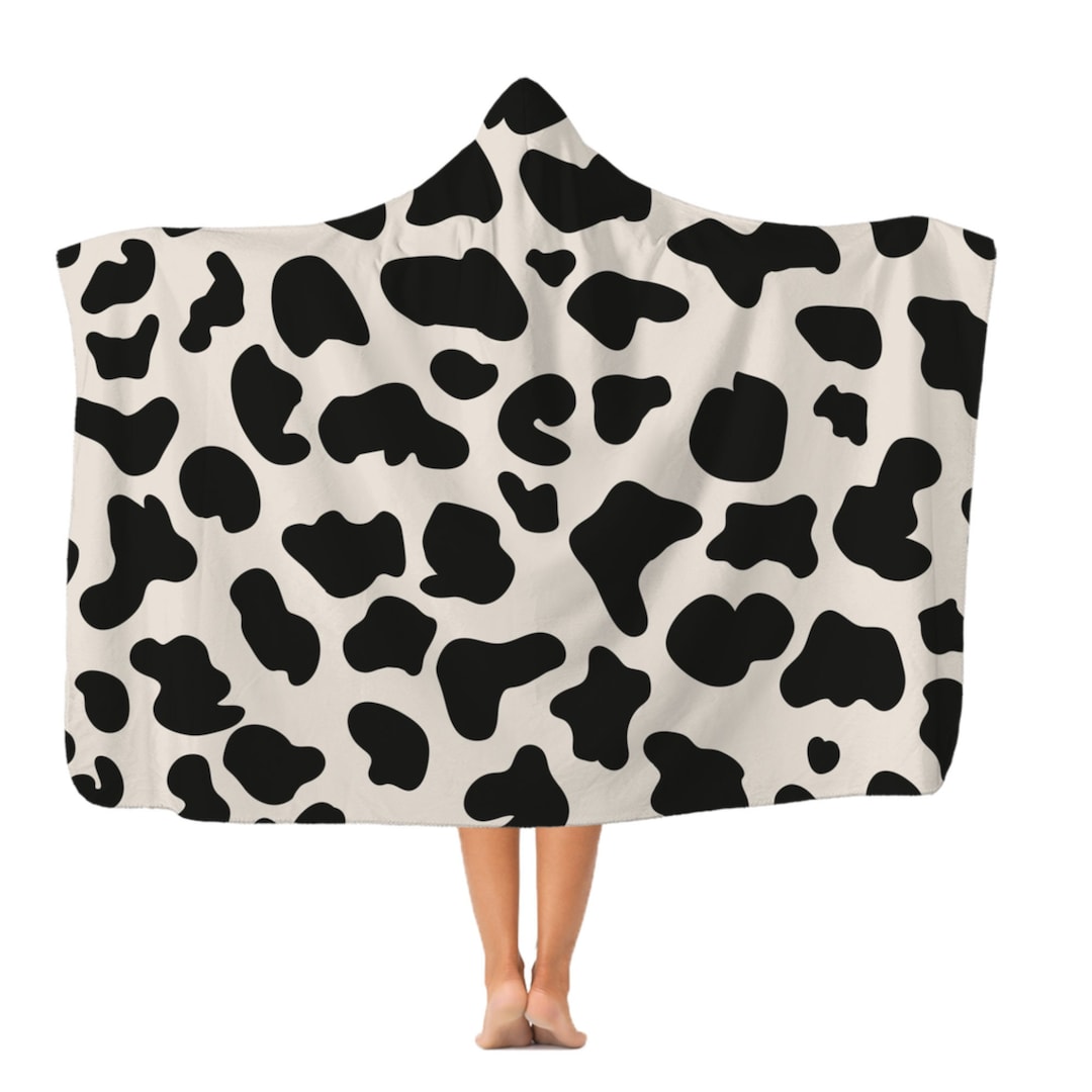 Cow Print Hooded Blanket Cow Print Snuggle Hoodie Hooded Etsy